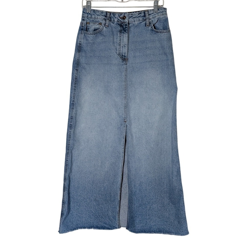 COLLUSION A-Line Maxi Denim Skirt Split Front Vintage Blue Wash Women's US 6
